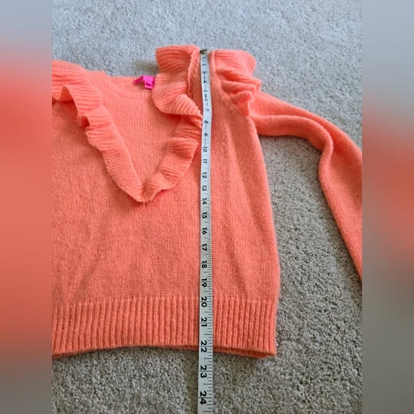 Beautiful Lilly Pulitzer Womens XS Orange Ruffle Knit Marceline Sweater - Picture 7 of 8
